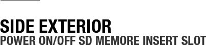 Side Exterior Power On/Off SD Memore Insert Slot